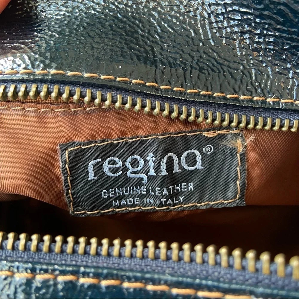 Regina Black Patent Leather Handbag Made in Italy - Picture 9 of 15